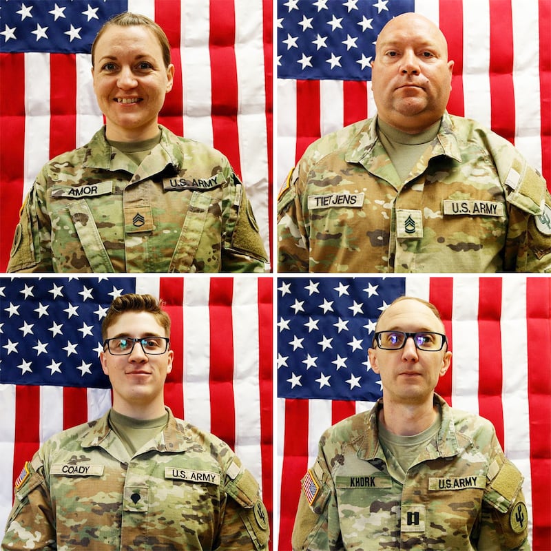 (L to R) Sgt. Declan J. Coady, Sgt. 1st Class Noah L. Tietjens, Sgt. 1st Class Nicole Amor and Capt. Cody Khork. (U.S. Army)