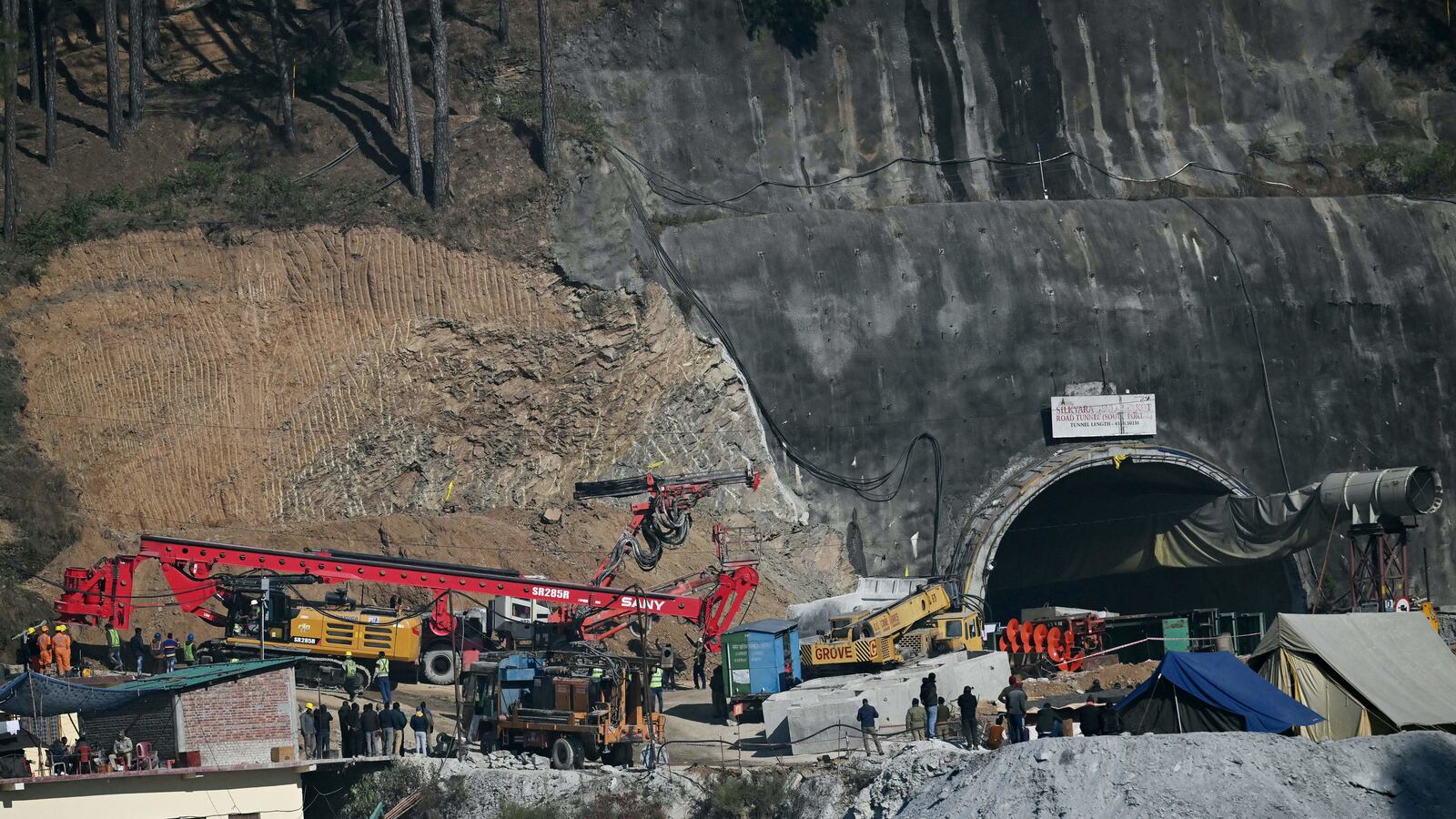 Rescue machines for trapped workers in Uttarakhand India.