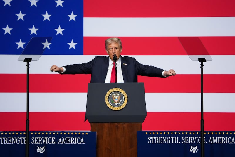 President Donald Trump claimed there were two "N-words," that he was also the 46th president and that he loved Victory at Sea in a rambling low-energy address before top military officials.