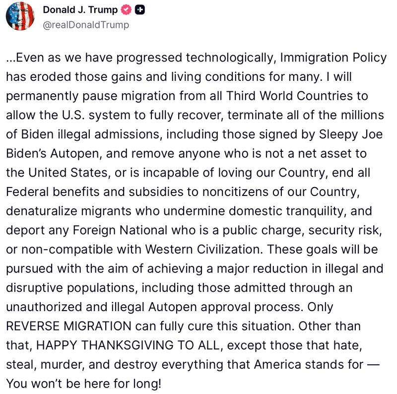 Part two of Donald Trump's Truth Social rant.