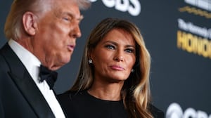 WASHINGTON, DC - DECEMBER 07: First lady Melania Trump and U.S. President Donald Trump attend the 48th annual Kennedy Center Honors at the Kennedy Center on December 07, 2025 in Washington, DC. The 2025 Kennedy Center Honorees are Sylvester Stallone, George Strait, the rock band KISS, Gloria Gaynor, and Michael Crawford.