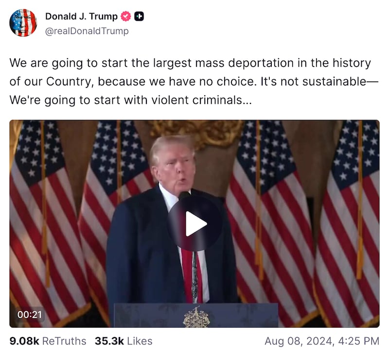 Truth Social mass deportations