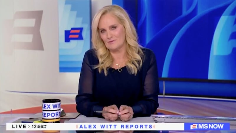 Alex Witt signs off from her MS NOW show on Sunday.