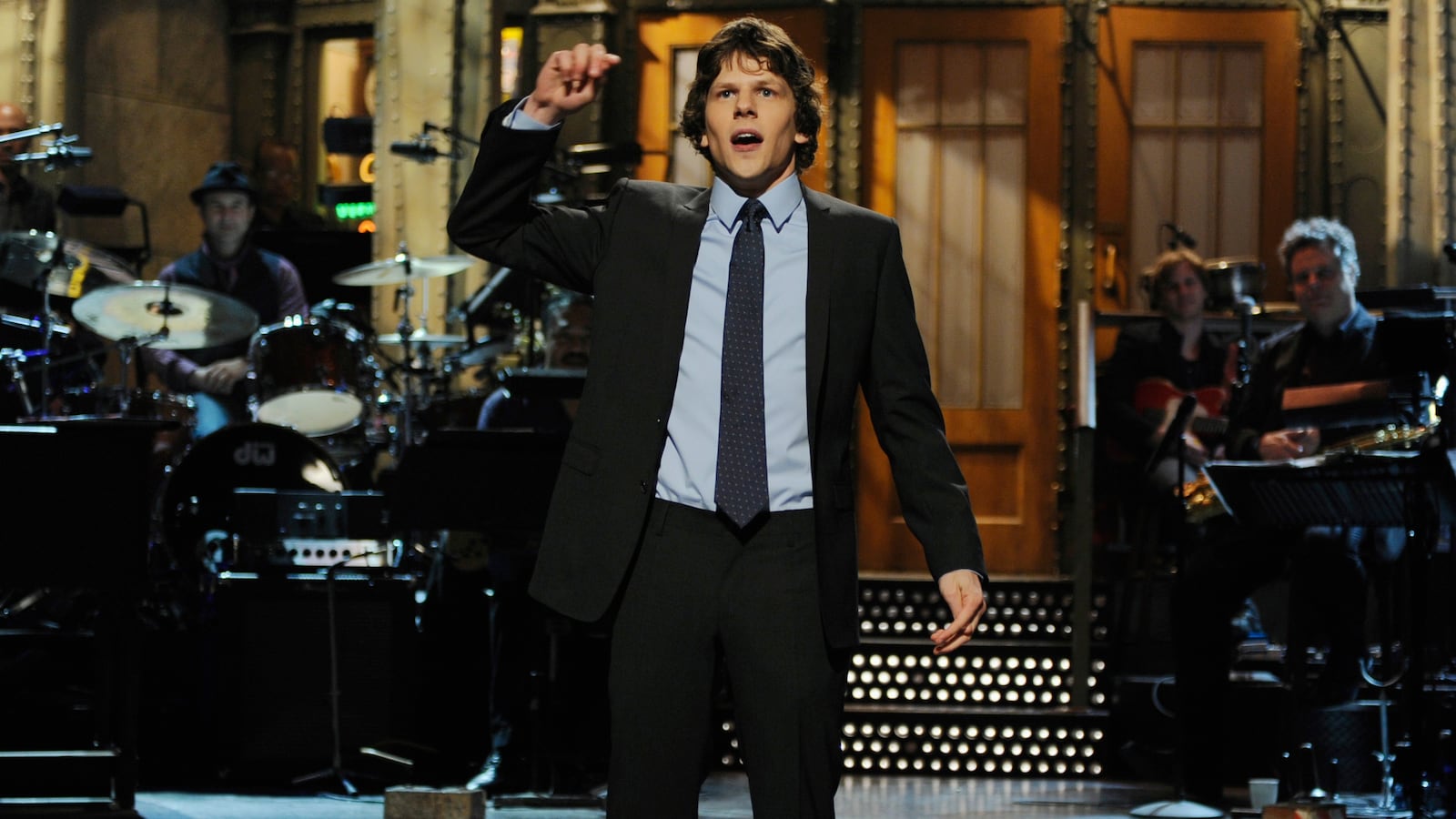 Jesse Eisenberg on stage at SNL