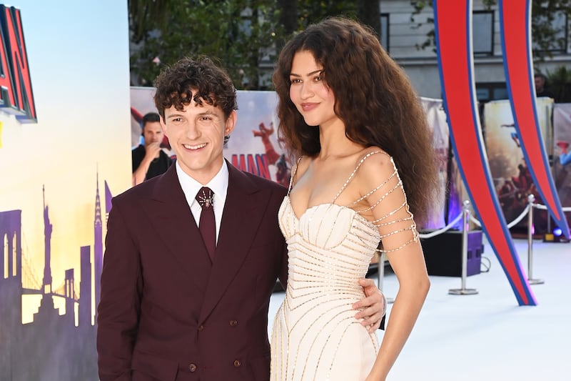 Tom Holland and Zendaya attend the UK Premiere of "Spider-Man: Brand New Day" at Odeon Luxe Leicester Square on July 29, 2026