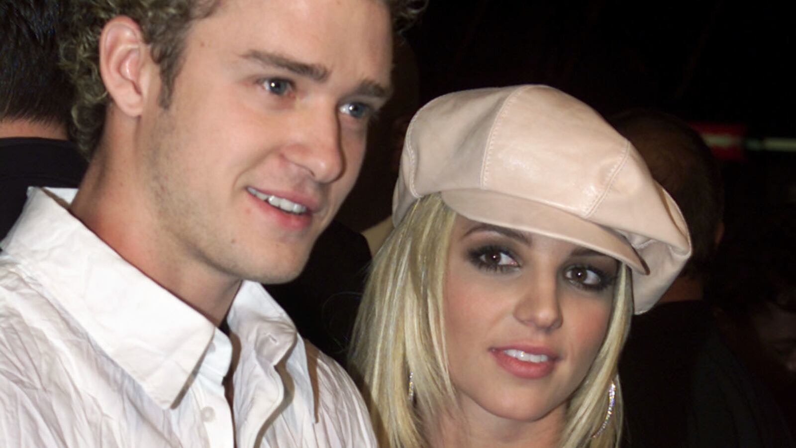 Britney Spears and boyfriend Justin Timberlake arrive for the premiere of Spears’ movie “Crossroads,” Feb. 11, 2002, in Hollywood.