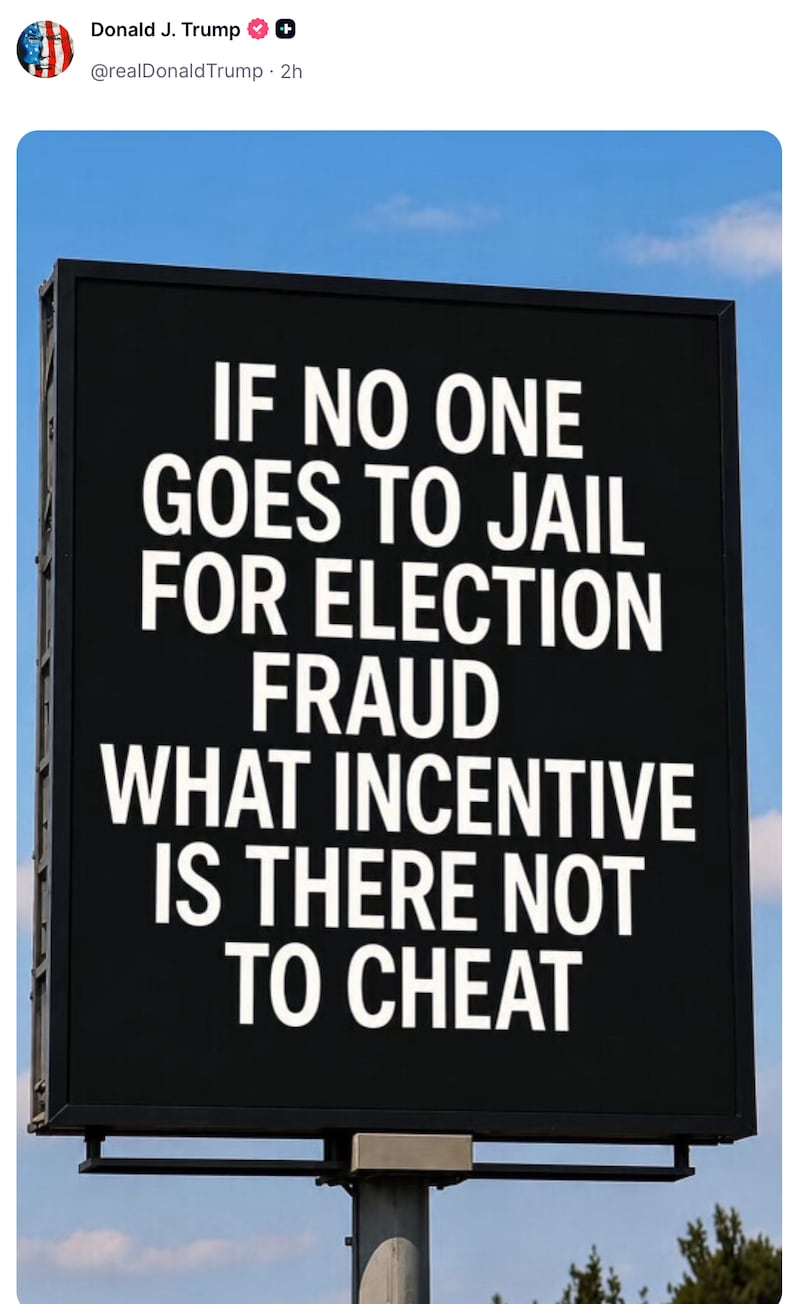 Donald Trump posts on Truth Social.