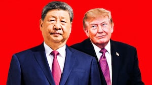 A photo illustration of Xi and Trump.