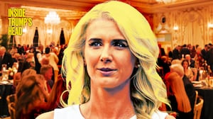 A photo illustration of Natalie Harp for the Inside Trump's Head podcast.