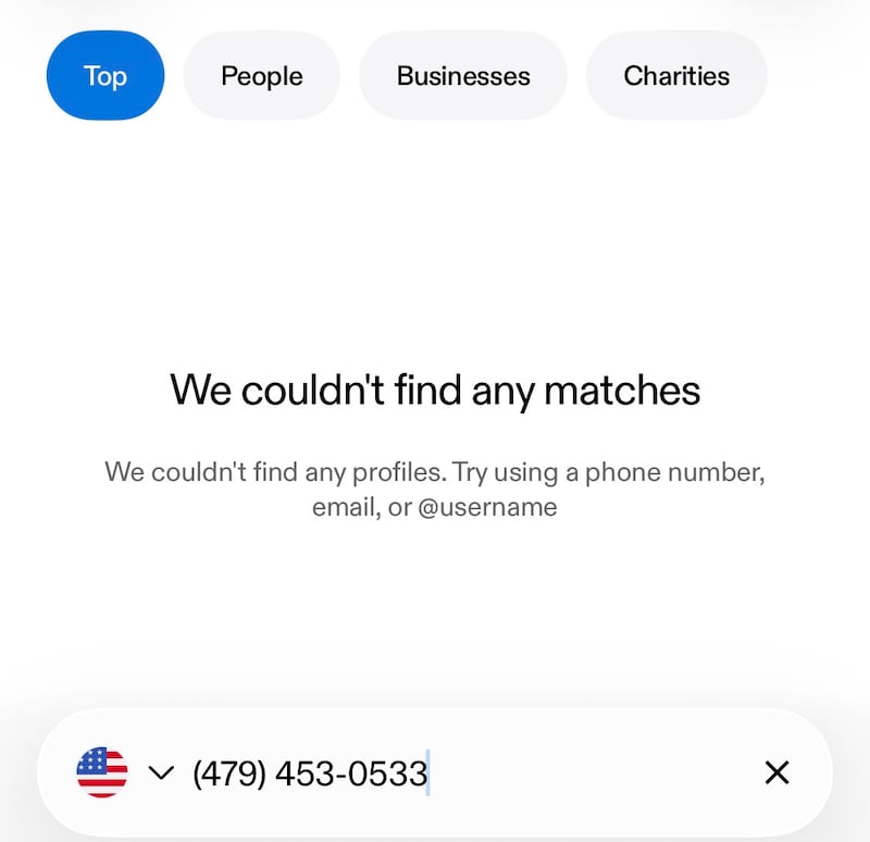 No Venmo account is linked to the number as of Sunday.