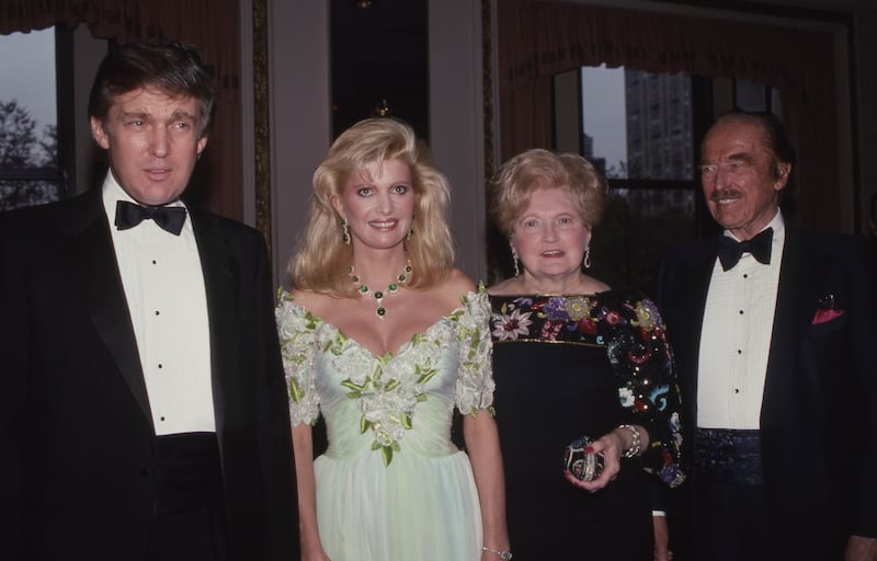 Donald and first wife Ivana Trump with his parents, Mary and Fred Trump, in 1987
