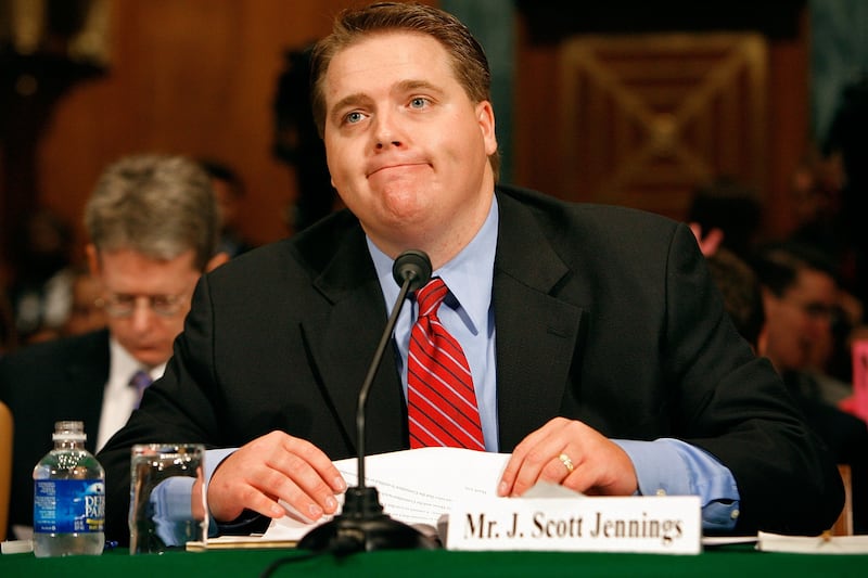 White House Deputy Director of Political Affairs Scott Jennings testifies to the Senate Judiciary Committee in 2007.