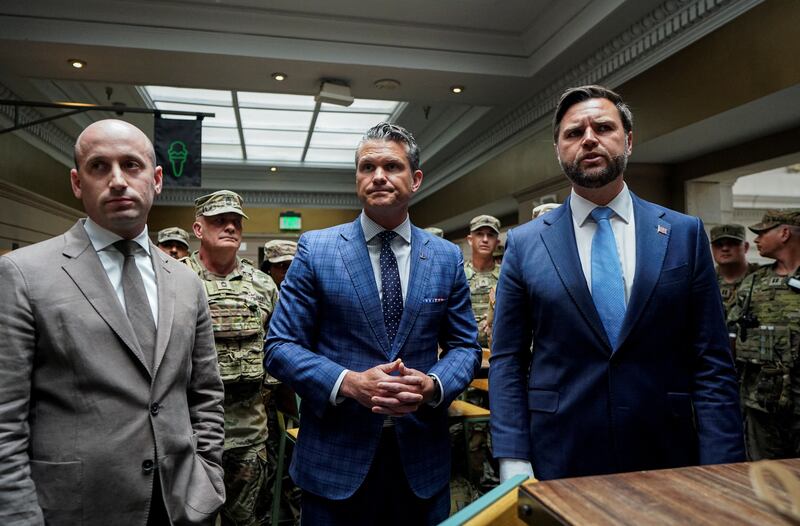 Stephen Miller, Pete Hegseth and JD Vance
