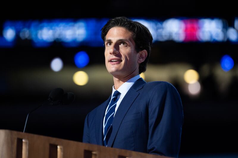 UNITED STATES - AUGUST 20: Jack Schlossberg, the grandson of John F. Kennedy speaks on the second night of the Democratic National Convention at the United Center in Chicago, Ill., on Tuesday, August 20, 2024. (Tom Williams/CQ-Roll Call, Inc via Getty Images)