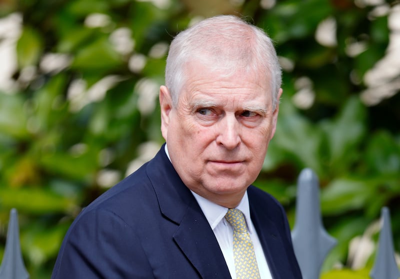 Prince Andrew, Duke of York attends the traditional Easter Sunday Mattins Service at St George's Chapel, Windsor Castle on April 20, 2025 in Windsor, England.