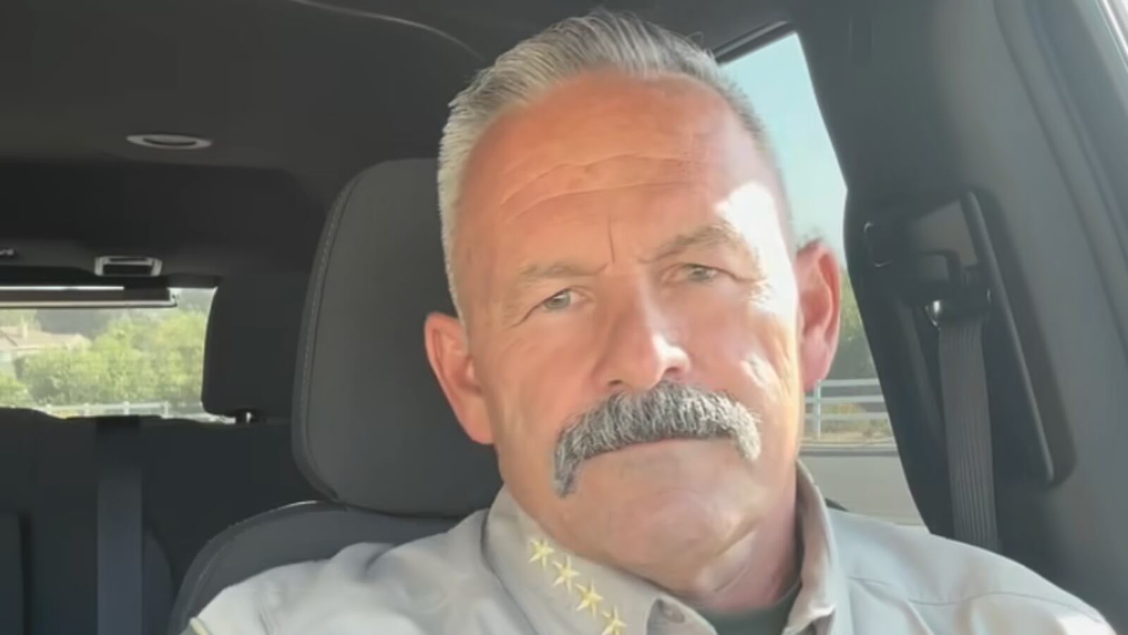 Chad Bianco stares forward during his rant about putting Donald Trump in the White House.