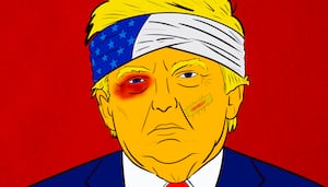 bruised Donald Trump illustration, illo