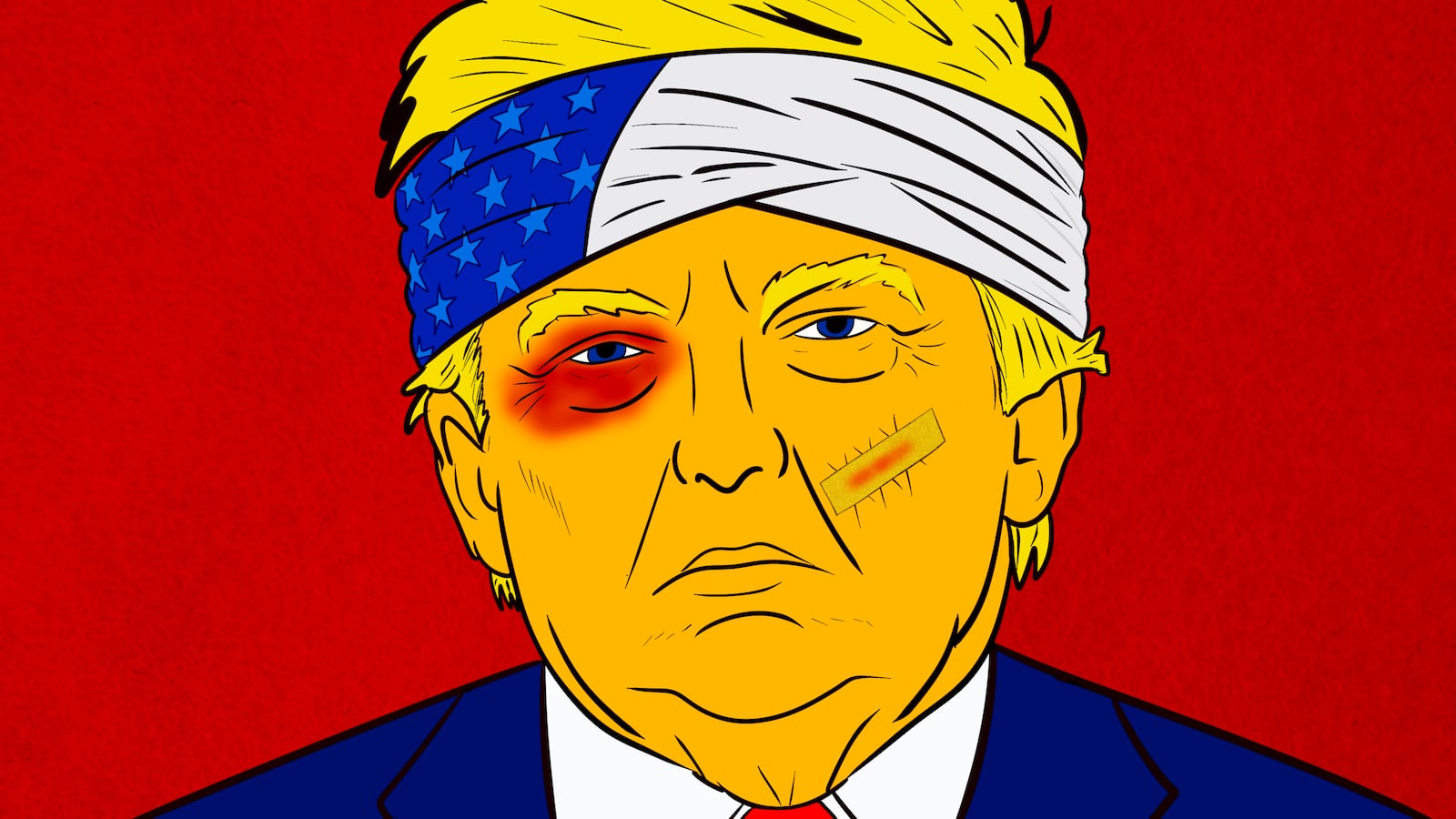 bruised Donald Trump illustration, illo