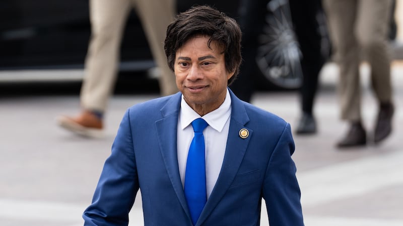 UNITED STATES - APRIL 10: Rep. Shri Thanedar, D-Mich., arrives for the vote on the budget resolution in the U.S. Capitol on Thursday, April 10, 2025. (Bill Clark/CQ-Roll Call, Inc via Getty Images)