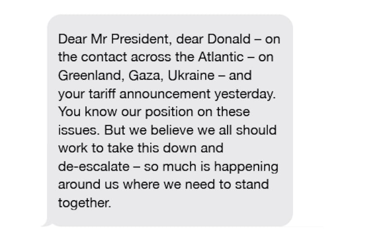 Text exchange between Norwegian Prime Minister Jonas Gahr Støre and Donald Trump