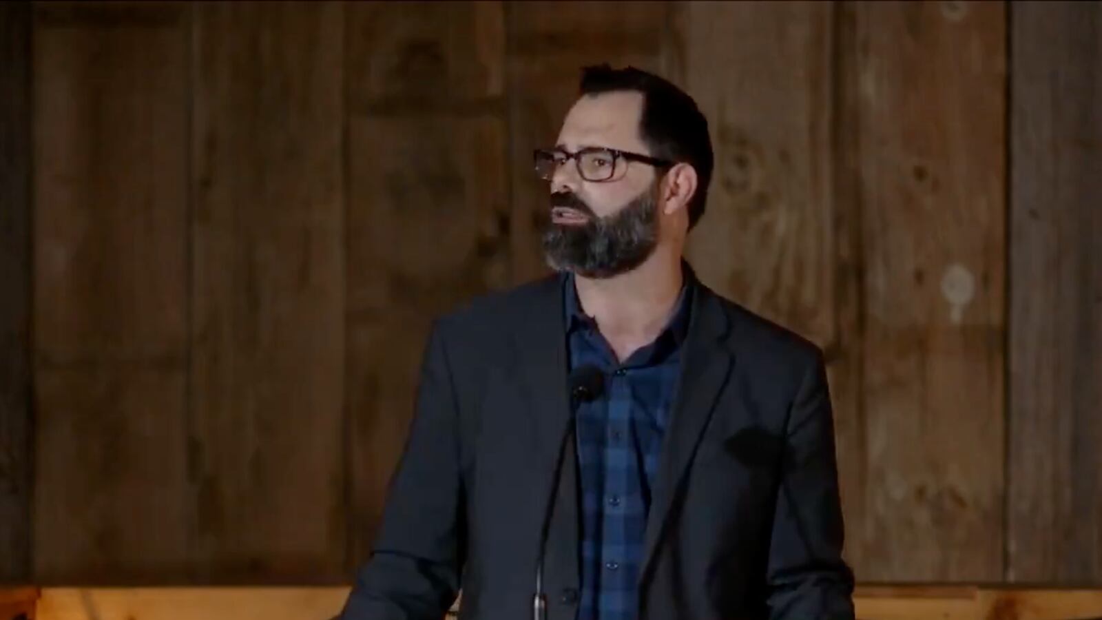 Joel Webbon delivers a sermon.