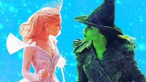 A photo illustration of Ariana Grande and Cynthia Erivo in Wicked For Good.