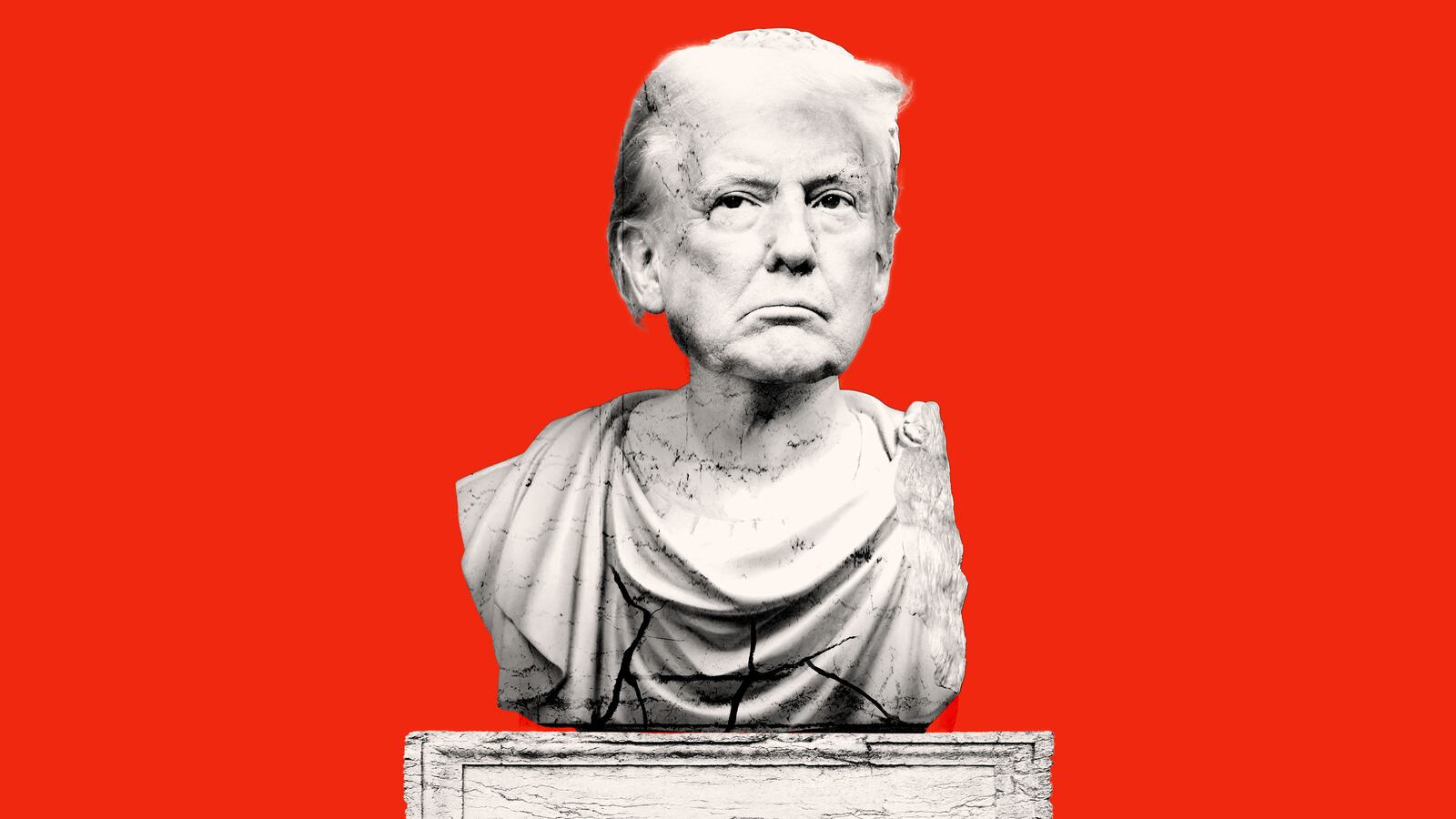 Donald Trump as marble Caesar but