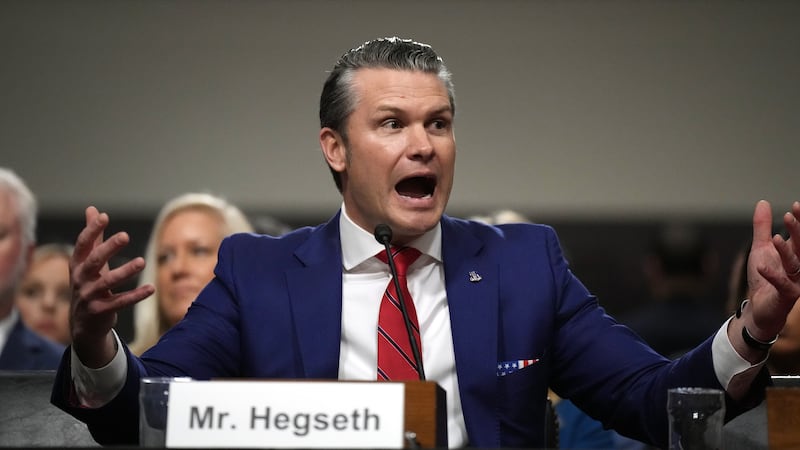 U.S. President-elect Donald Trump's nominee for Secretary of Defense Pete Hegseth testifies during his Senate Armed Services confirmation hearing on Capitol Hill on January 14, 2025 in Washington, DC.