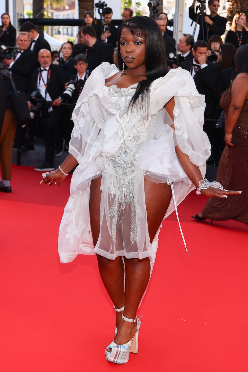 Theodora poses during the "La Vie D'Une Femme" (A Women's Life) photocall at the 79th annual Cannes Film Festival at Palais des Festivals on May 14, 2026 in Cannes, France.