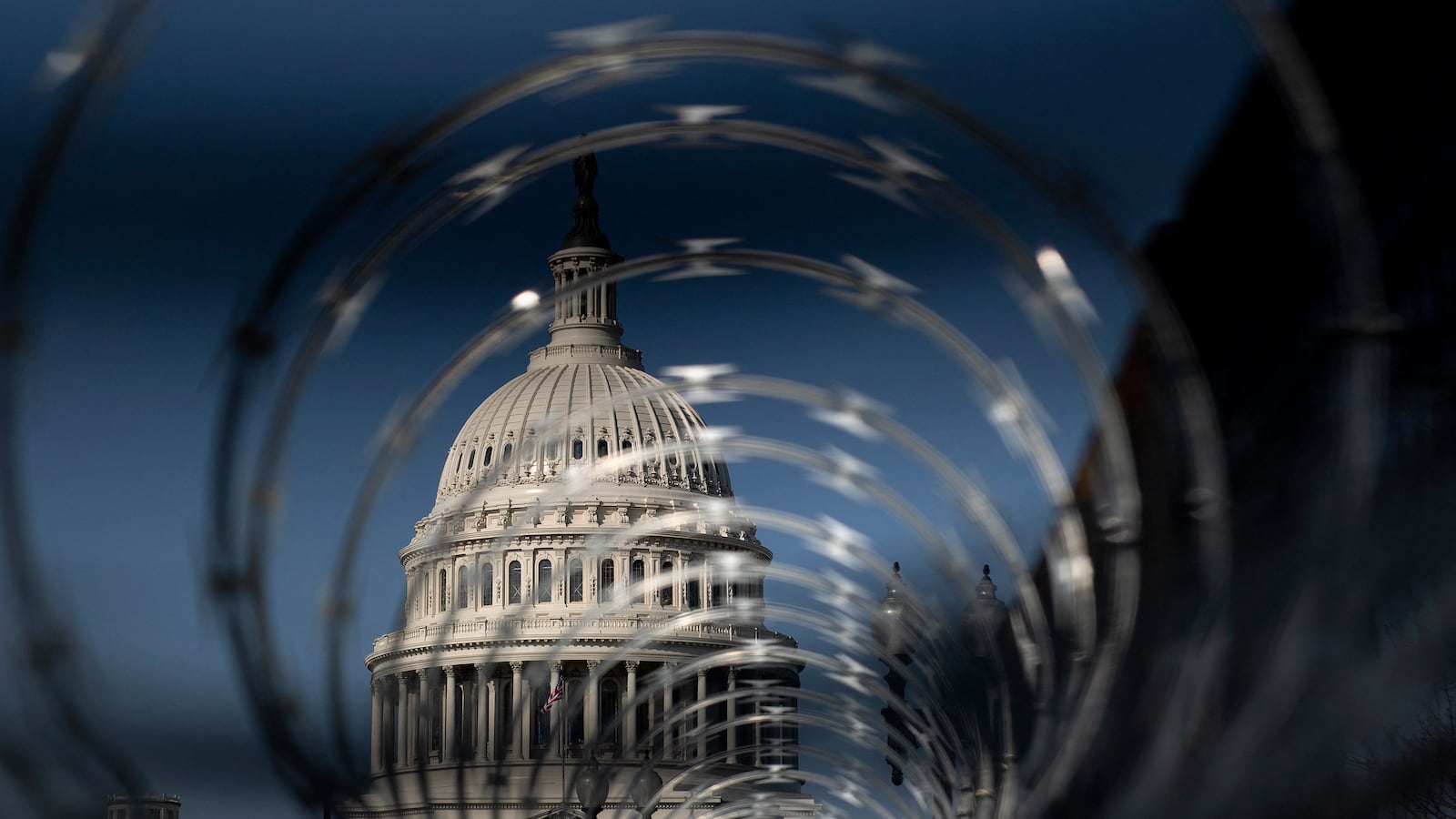 Security fencing surrounds the US Capitol