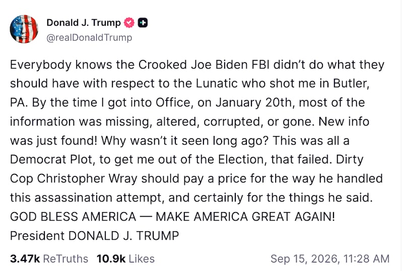 The president revealed his deranged theory on Truth Social.