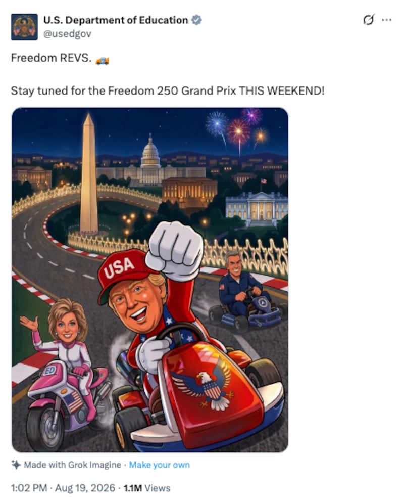 department of education AI slop donald trump linda mcmahon jeffrey epstein