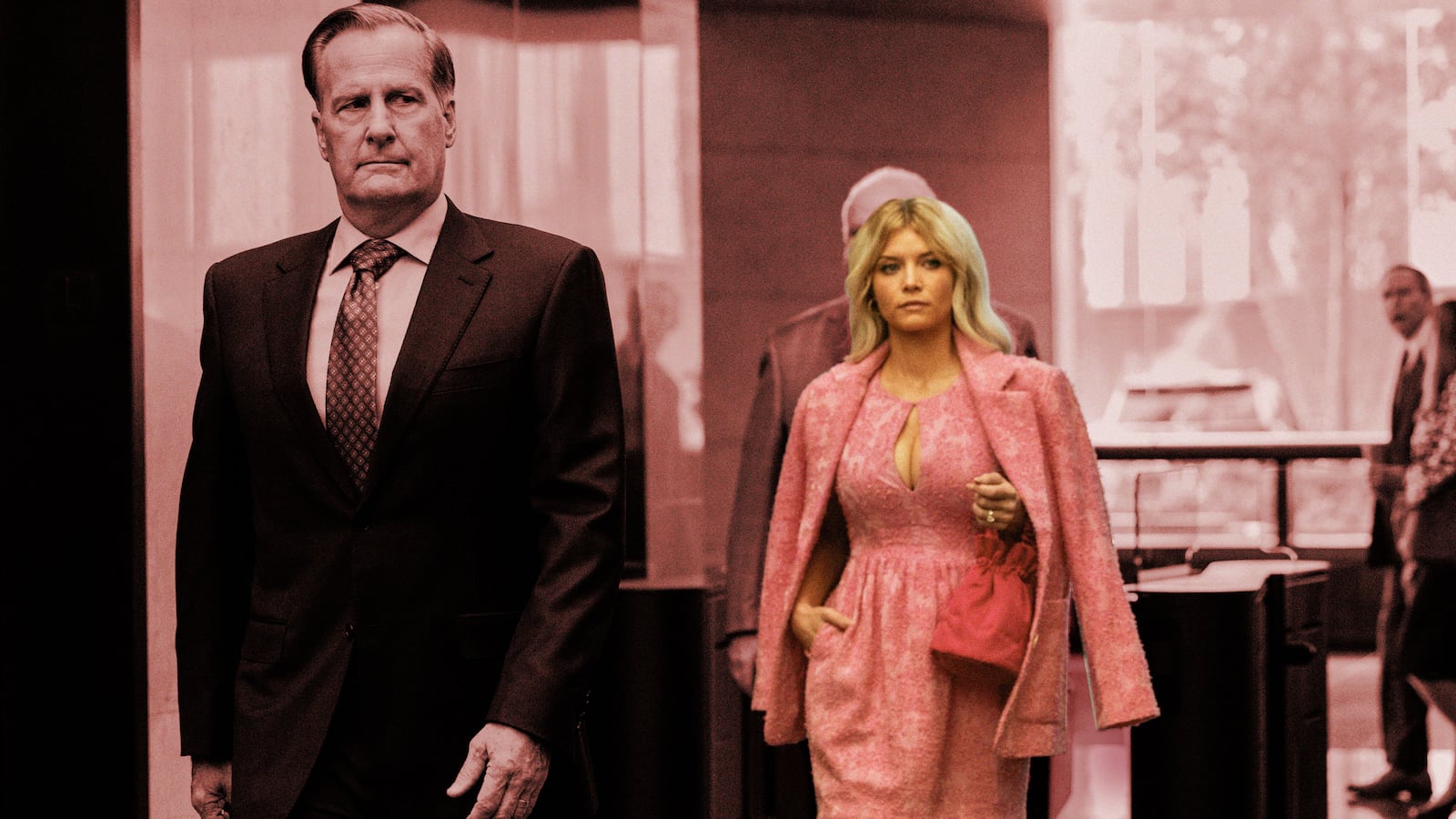 A photo including Jeff Daniels and Sarah Jones in the series Man in Full on Netflix