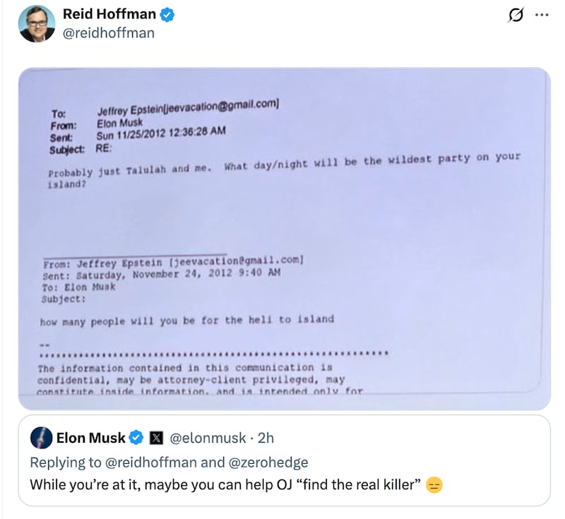 Reid Hoffman response to Elon Musk