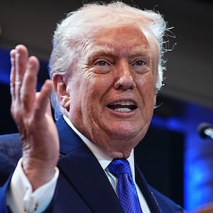 U.S. President Donald Trump answers questions during a press briefing held at the White House February 20, 2026 in Washington, DC.