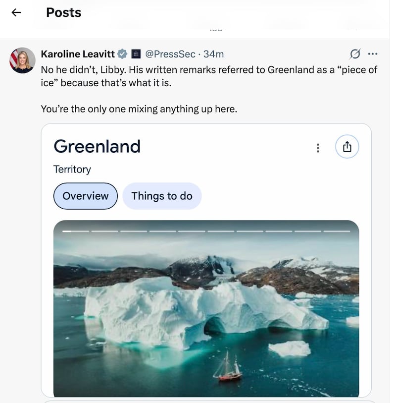 Karoline Leavitt quickly jumped to Trump's defense on X.