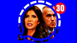 Kristi Noem, Corey Lewandowski photo illustration, illo