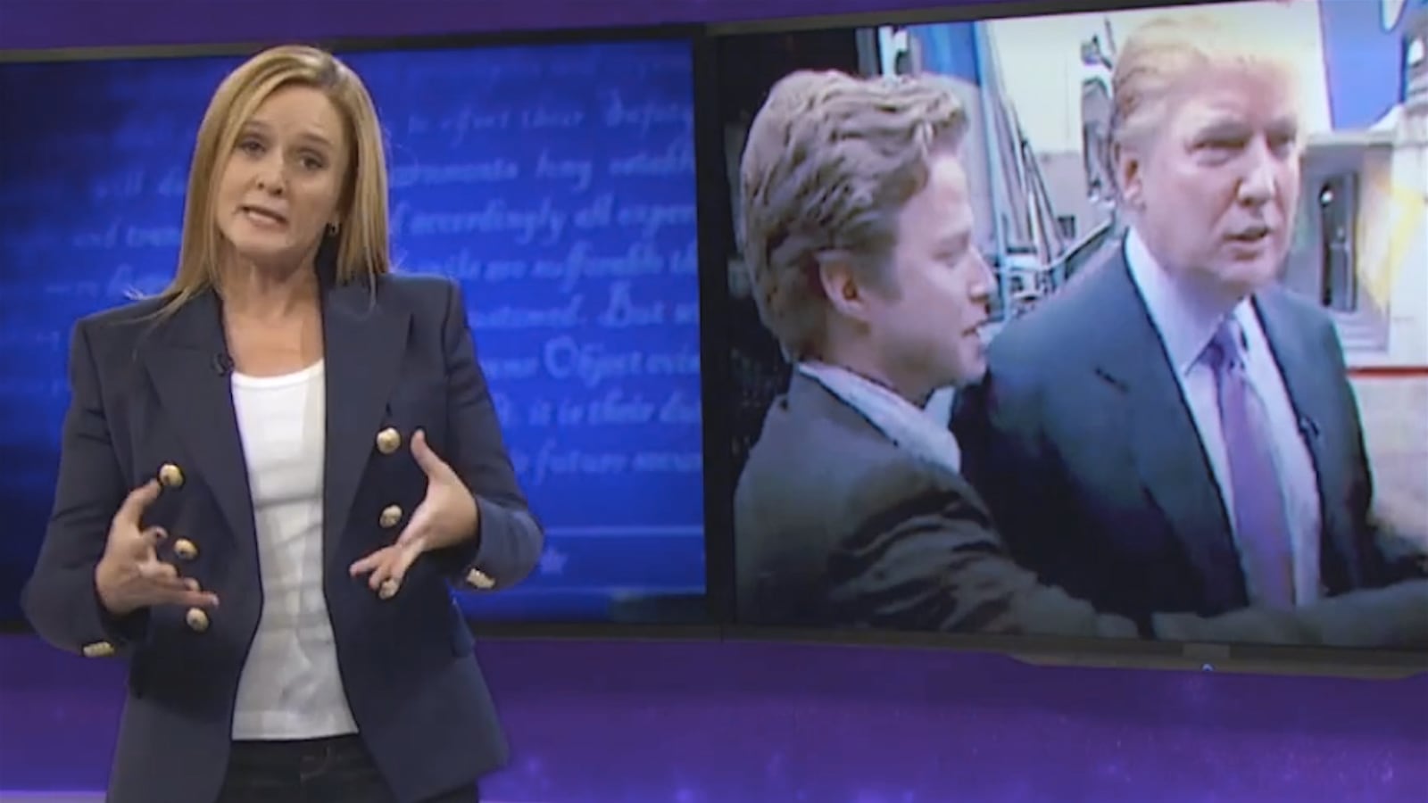 articles/2016/10/10/samantha-bee-takes-down-leering-dildo-donald-trump-like-a-bitch/161010-wilstein-sam-bee-trump-tease_yxclwg