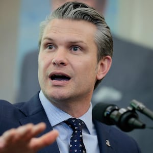 U.S. Defense Secretary Pete Hegseth speaks, following Markwayne Mullin's swearing-in as Department of Homeland Security (DHS) Secretary, at the White House in Washington, D.C., U.S., March 24, 2026.
