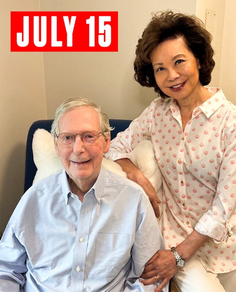 A photo released of Mitch McConnell and Elaine Chao on July 26 by McConnell's Senate office.