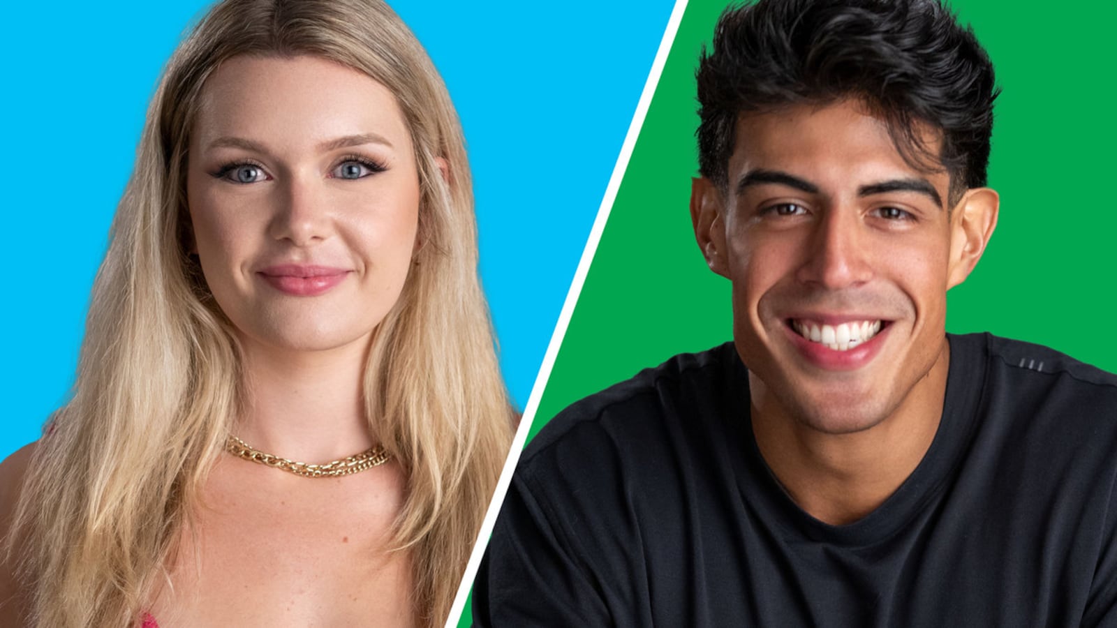 A split screen of Hannah and Tony