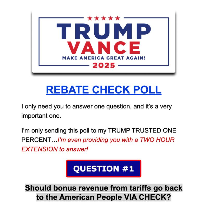 Trump fundraising email.