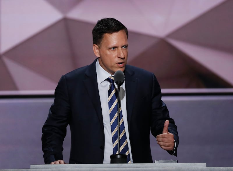 Paypal co-founder Peter Thiel speaks at the Republican National Convention in Cleveland, Ohio, U.S., July 21, 2016.