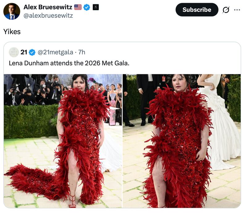 Lena Dunham at the Met Gala.