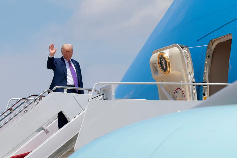 President Donald Trump boards Air Force One on June 10, 2025 at Joint Base Andrews, Maryland.