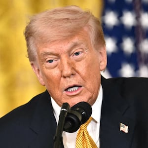 President Donald Trump speaks during a Military Mother's Day Event in the East Room of the White House in Washington, DC, on May 6, 2026.