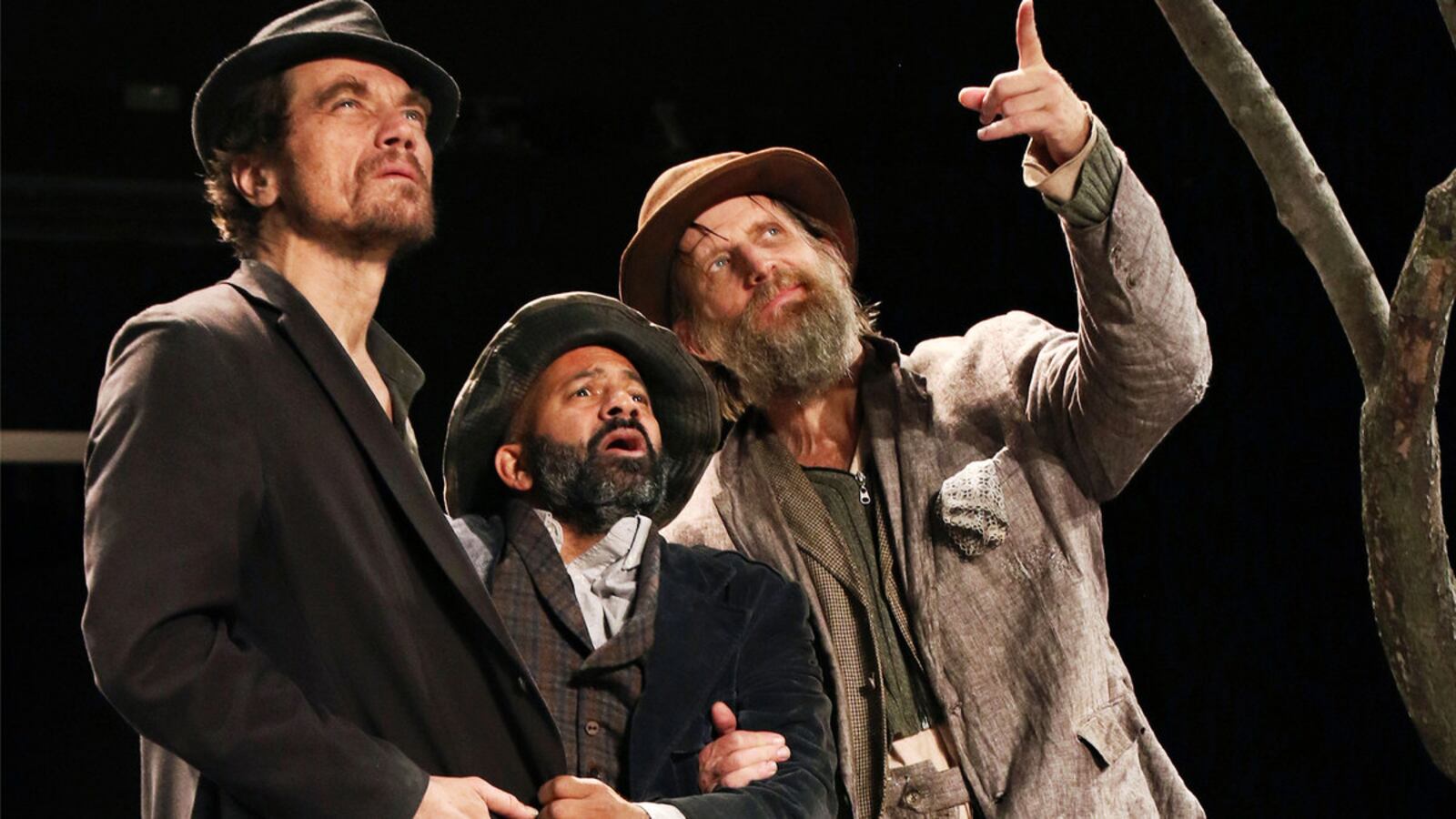 'Waiting for Godot' at TFANA, starring Michael Shannon as Estragon, Ajay Naidu as Pozzo, and Paul Sparks as Vladimir.