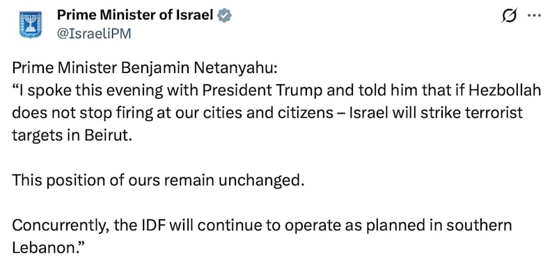 Netanyahu shares his side of the Trump conversation.