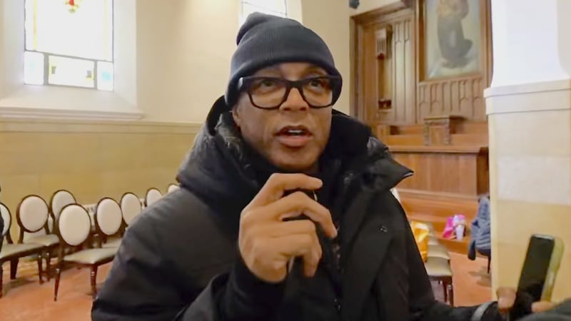 Dom Lemon inside a Minneapolis church.