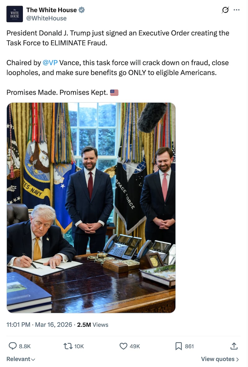 The X post announcing the Anti-Fraud Task Force.
